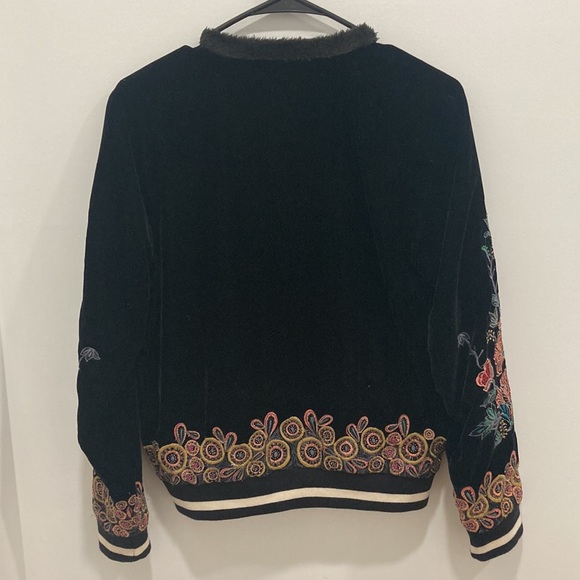 Anthropologie✨🌿floral embroidered bomber jacket - Picture 3 of 7